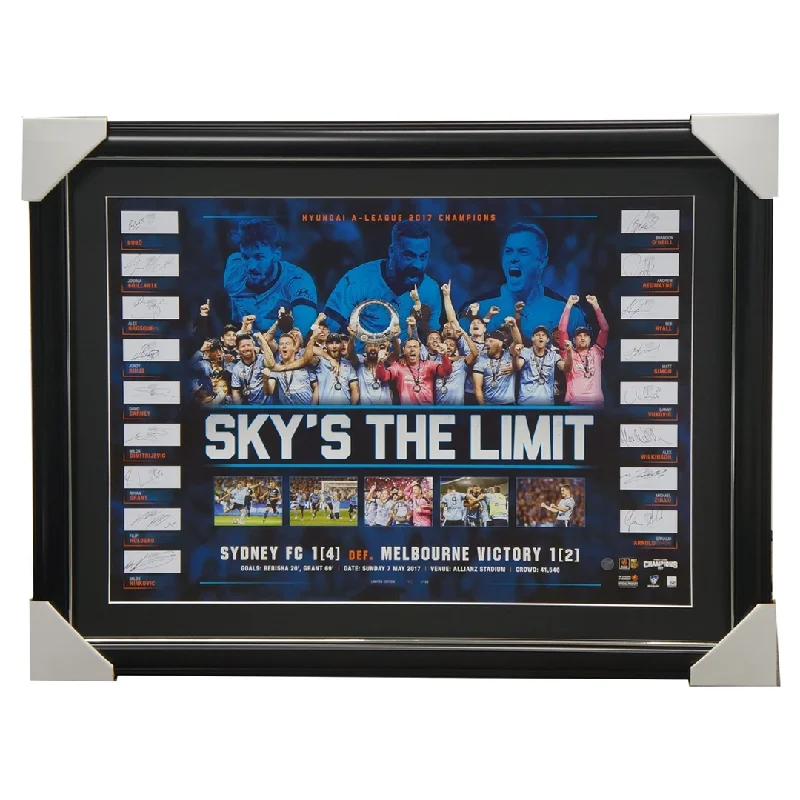 2017 a-league Champions Sydney F.c. Official Team Lithograph Framed - 3113