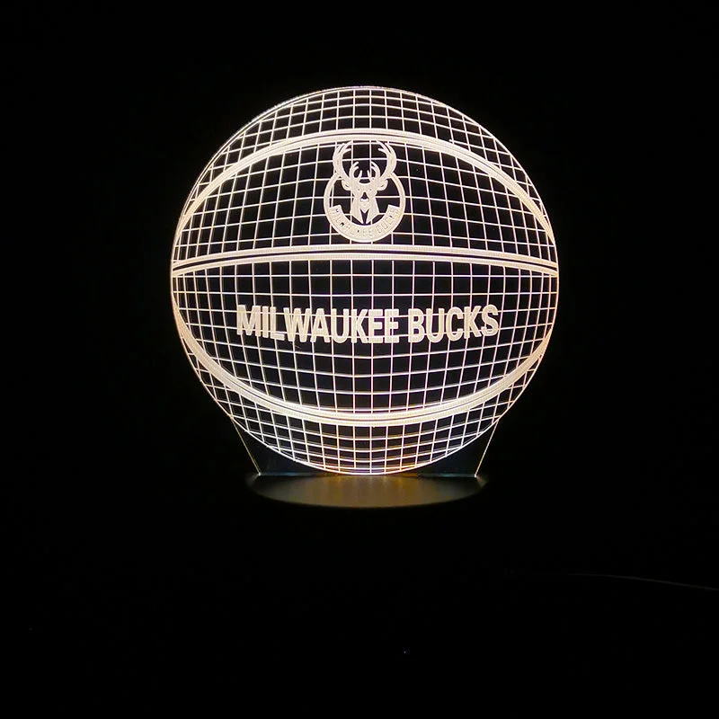 NBA Milwaukee Bucks basketball 3D lamp -1/3/7/16 colors lamp base