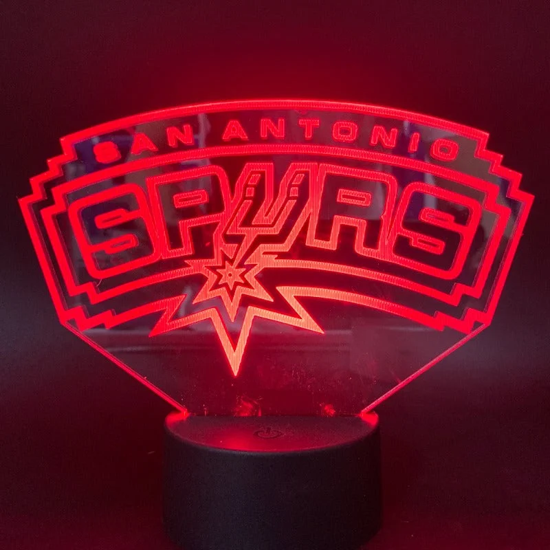 NBA San Antonio Spurs team logo 3D lamp -1/3/7/16 colors lamp base