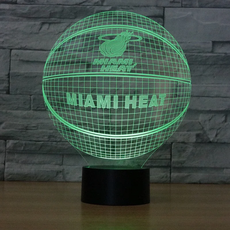 NBA Miami Heat basketball 3D lamp -1/3/7/16 colors lamp base