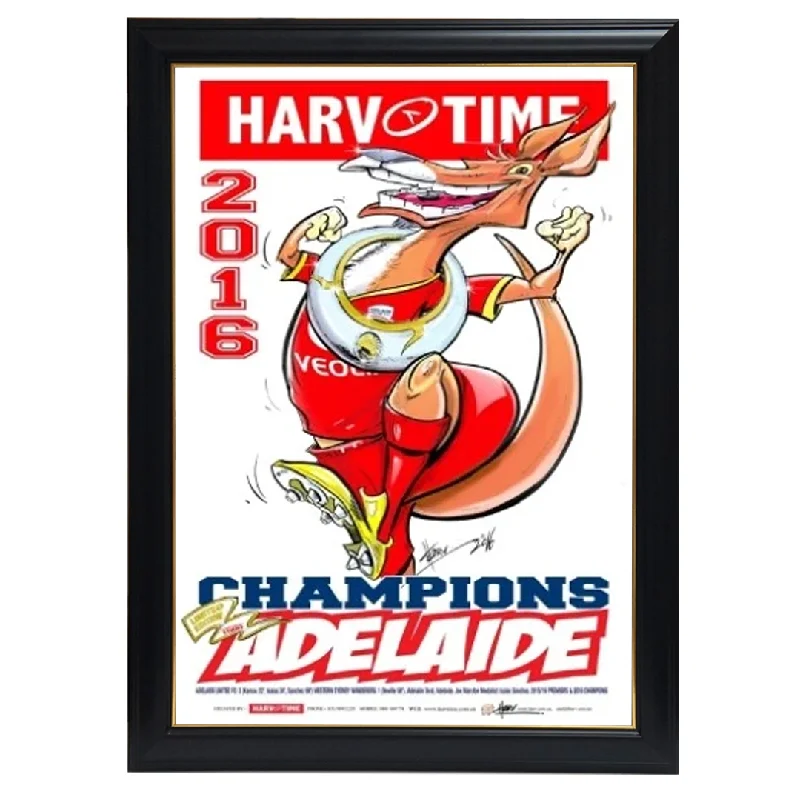 Adelaide United, 2016 a-league Champions Harv Time Print Framed - 4120