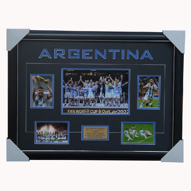 Argentina 2022 World Cup Champions Photo Collage Framed Messi Di Maria - 5373 Express Post