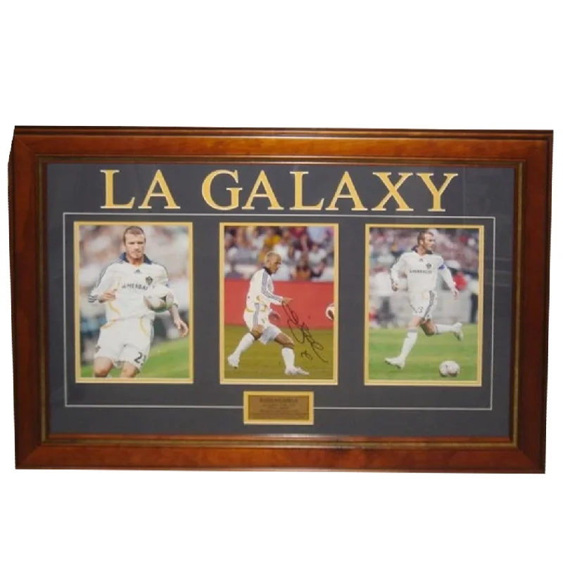 David Beckham La Galaxy Fc Signed 3 Photo Collage Framed