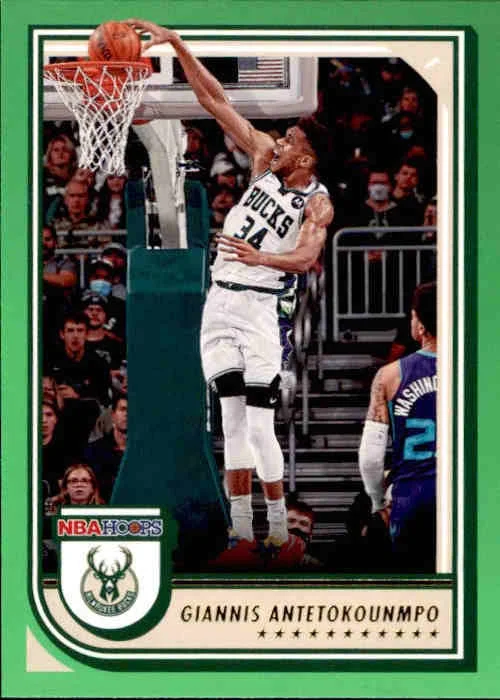 Giannis Antetokounmpo, Neon Green Parallel, 2022-23 Panini Hoops Basketball NBA