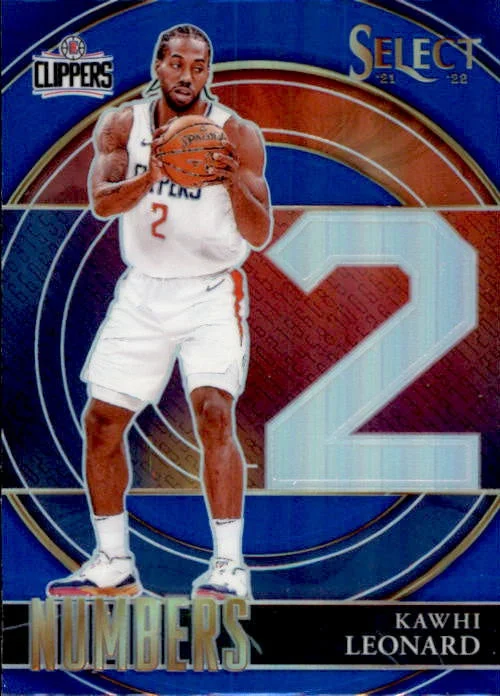 Kawhi Leonard, Numbers, Blue Prizm, 2021-22 Panini Select Basketball NBA