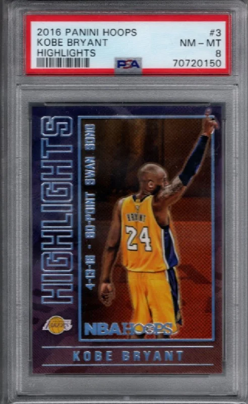 Kobe Bryant, Highlights, 2016 Panini Hoops Basketball NBA, PSA 8