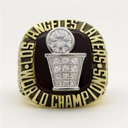 Los Angeles Lakers 1985 NBA Finals National Basketball World Championship Ring With Black Obsidian