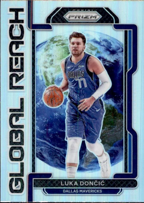 Luka Doncic, Global Reach Silver Prizm, 2021-22 Panini Prizm Basketball NBA