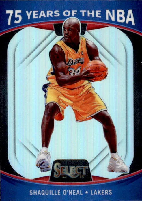 Shaquille O'Neal, 75 Years of the NBA, Silver Prizm, 2021-22 Panini Select Basketball NBA