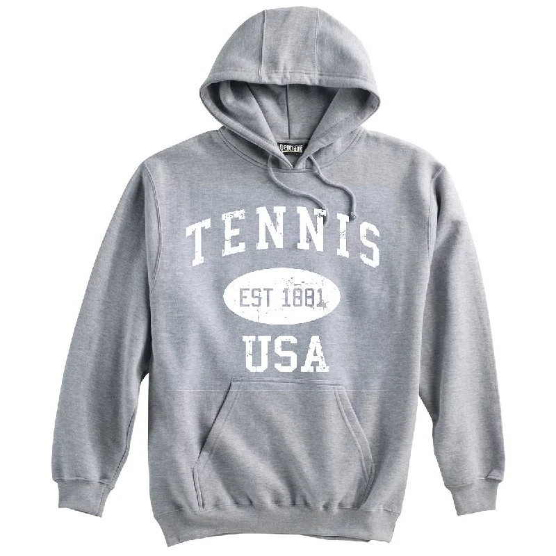 Tennis Sweatshirt-Vintage Distressed Established Date USA