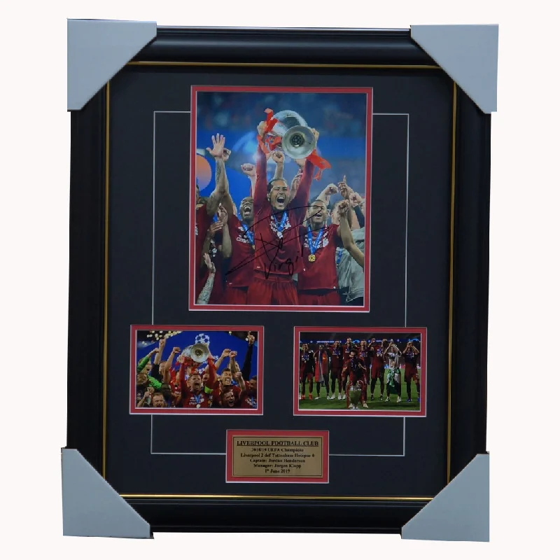 Virgil Van Dijk Signed 2019 Champions League Liverpool Collage Framed - 5192