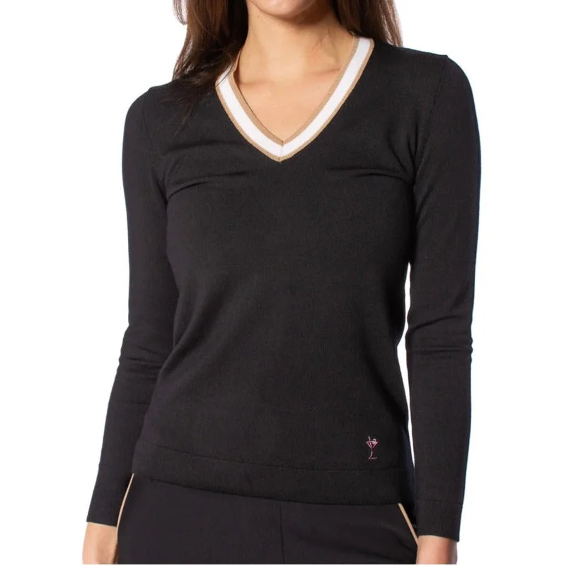 Golftini V-Neck Sweater - Black/Camel