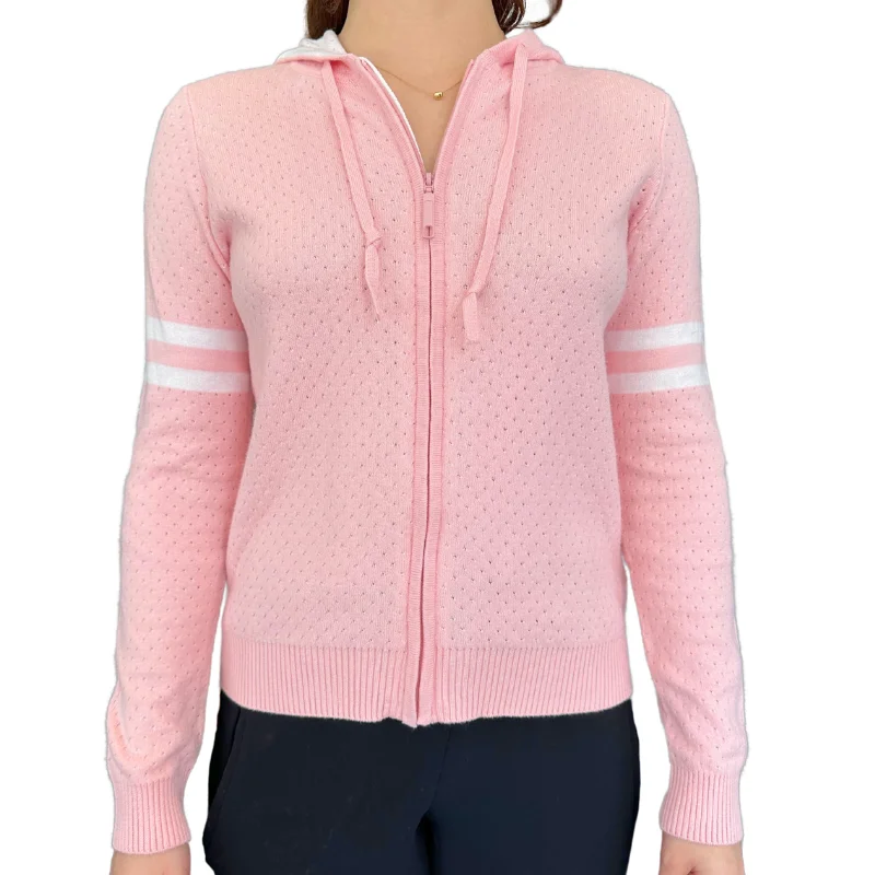 Minnie Rose Mesh Knit Hoodie - Pink Bellini